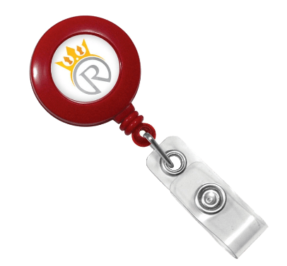 Red No-Twist Badge Reel with Clear Vinyl Strap & Belt Clip