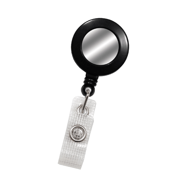 White Badge Reel with Clear Vinyl Strap & Belt Clip