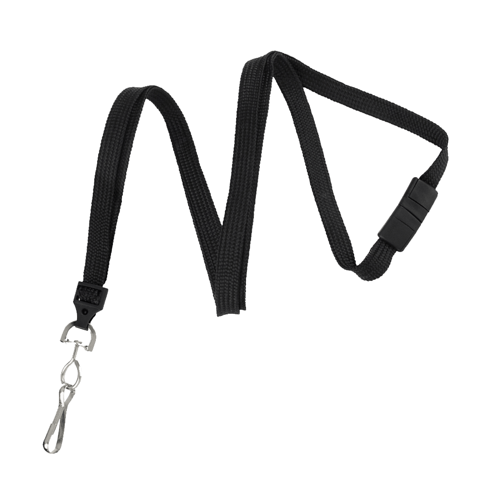  Black 1/8 Round Braided Lanyard with Break-away (100pk) :  Office Products