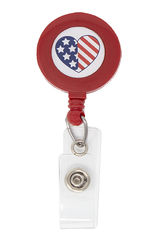Flag Heart ID Badge Reel