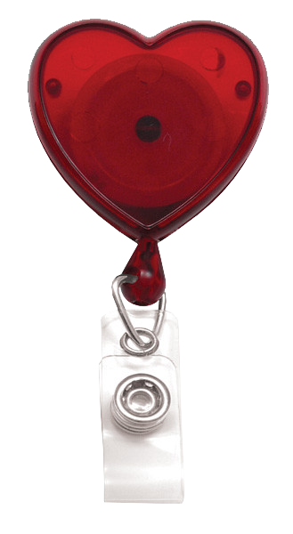 Translucent Red Heart Shaped Badge Reel