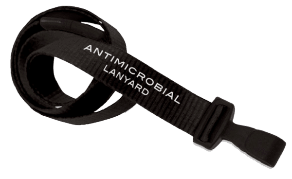 Flat Anti-Microbial Lanyard with Breakaway & "No-Twist" Wide Plastic Hook